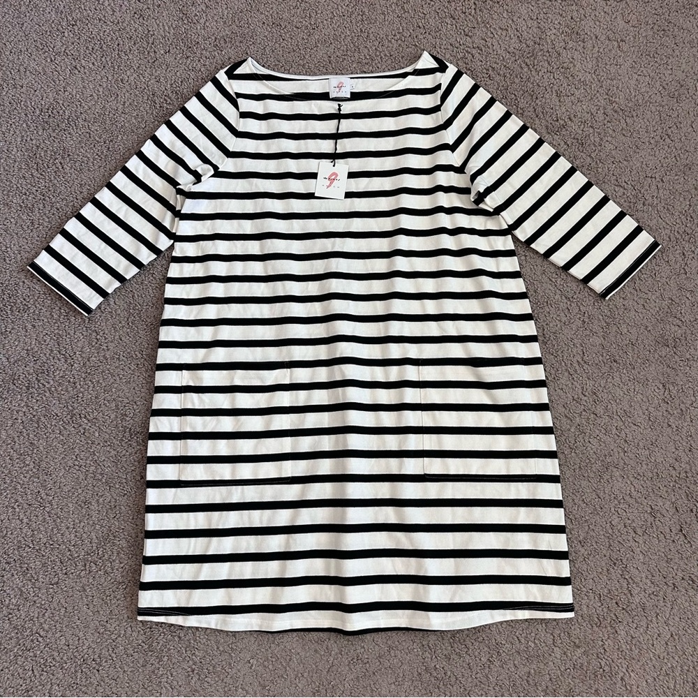 The Nines by HATCH Black and White Striped Mini Dress